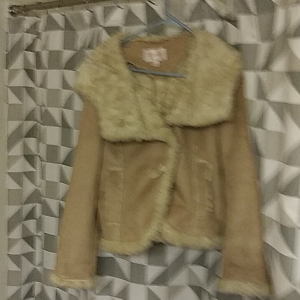 Leather lambs wool coat